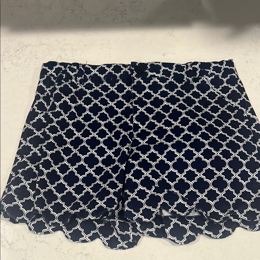 Crown & Ivy High Waist Blue and White Shorts